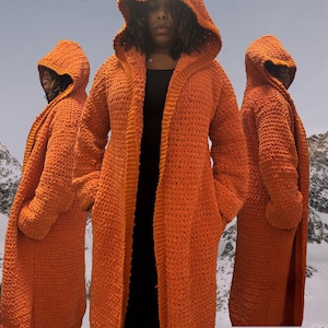 Oversized Hooded Sweater with Pockets | Orange
