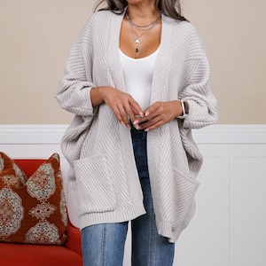 Catalina Ribbed Knit Cardigan - Oatmeal